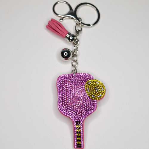 Bedazzled Pickleball Paddle Keychain image 0