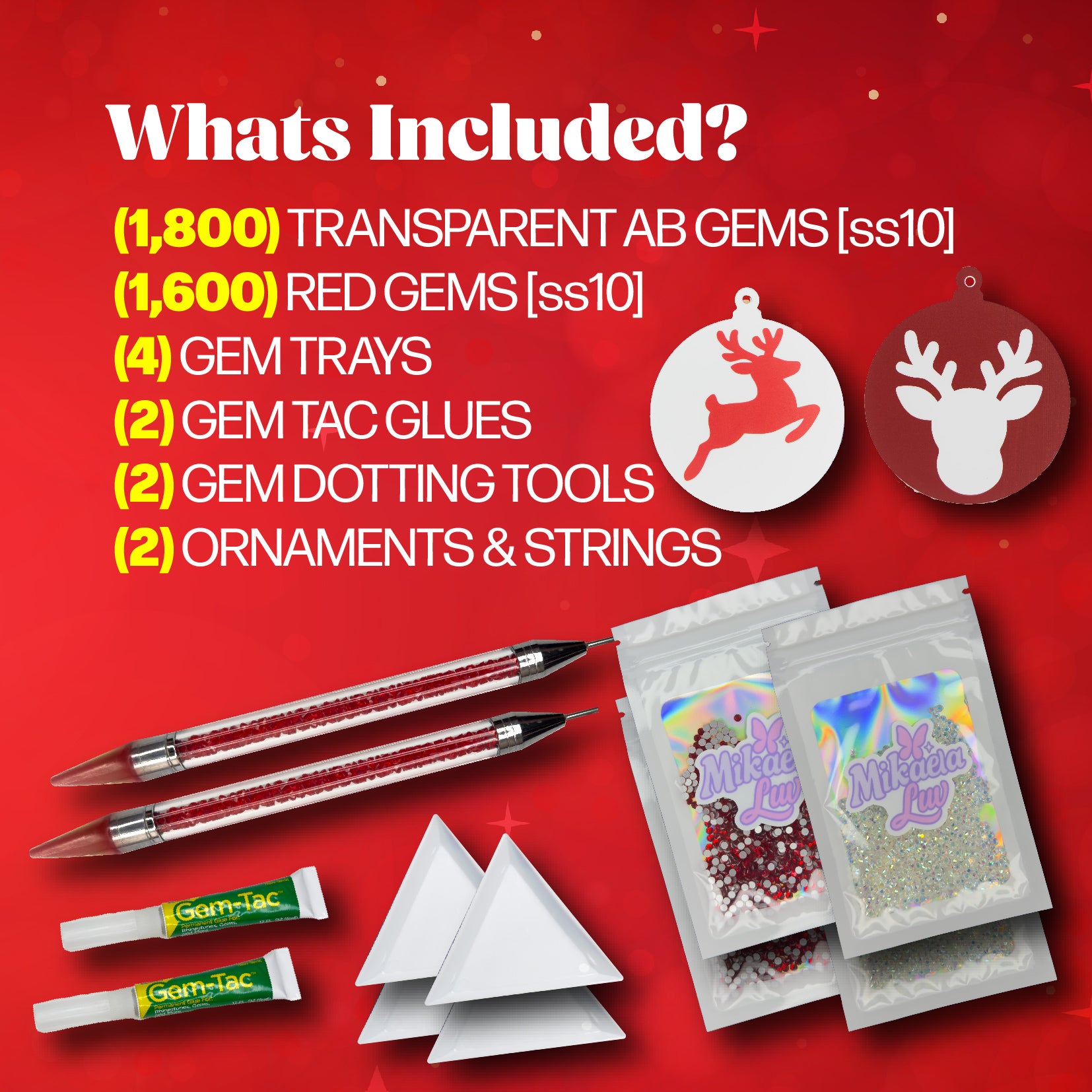 Double Reindeer Ornament Bedazzling Kit