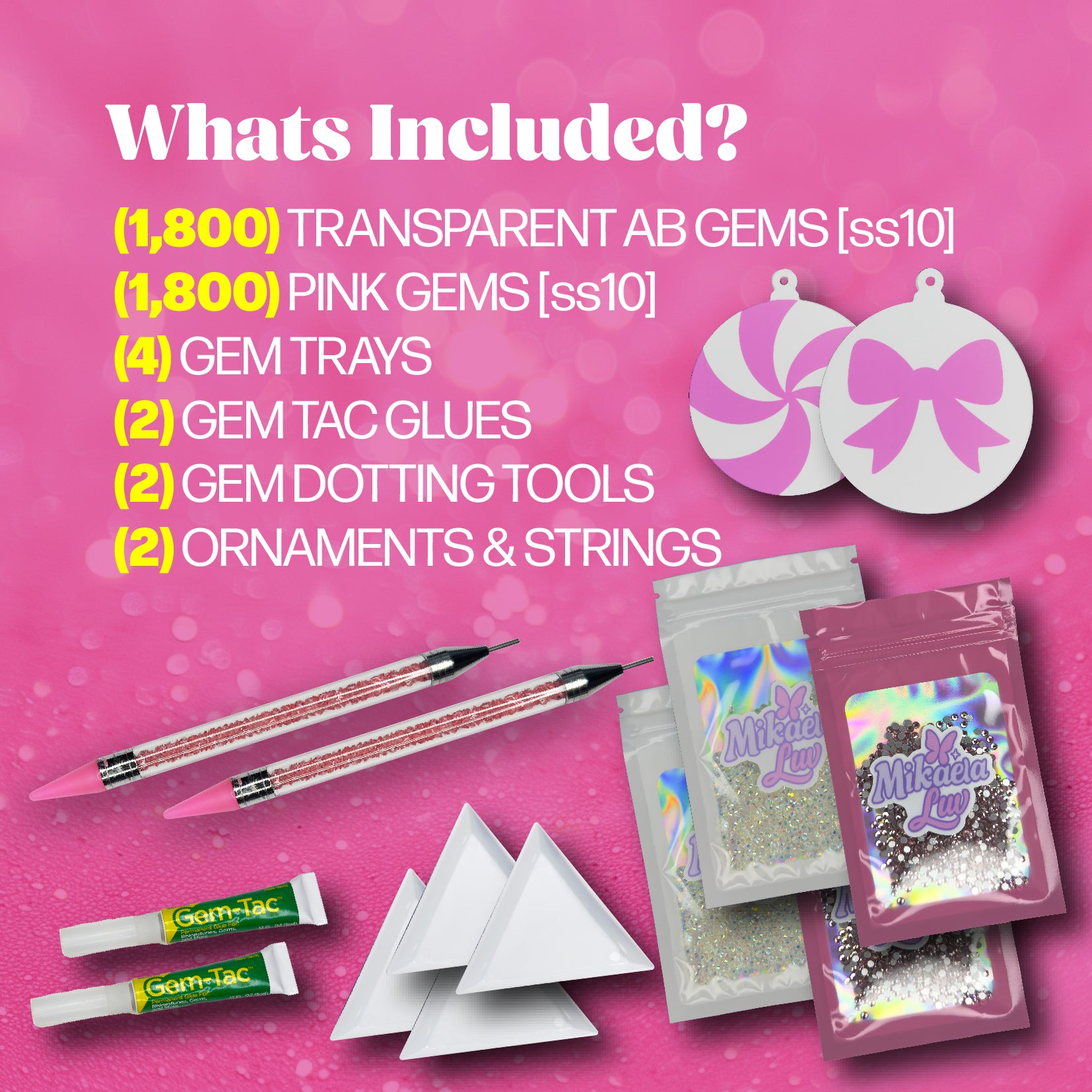 Double Pink Ornament Bedazzling Kit