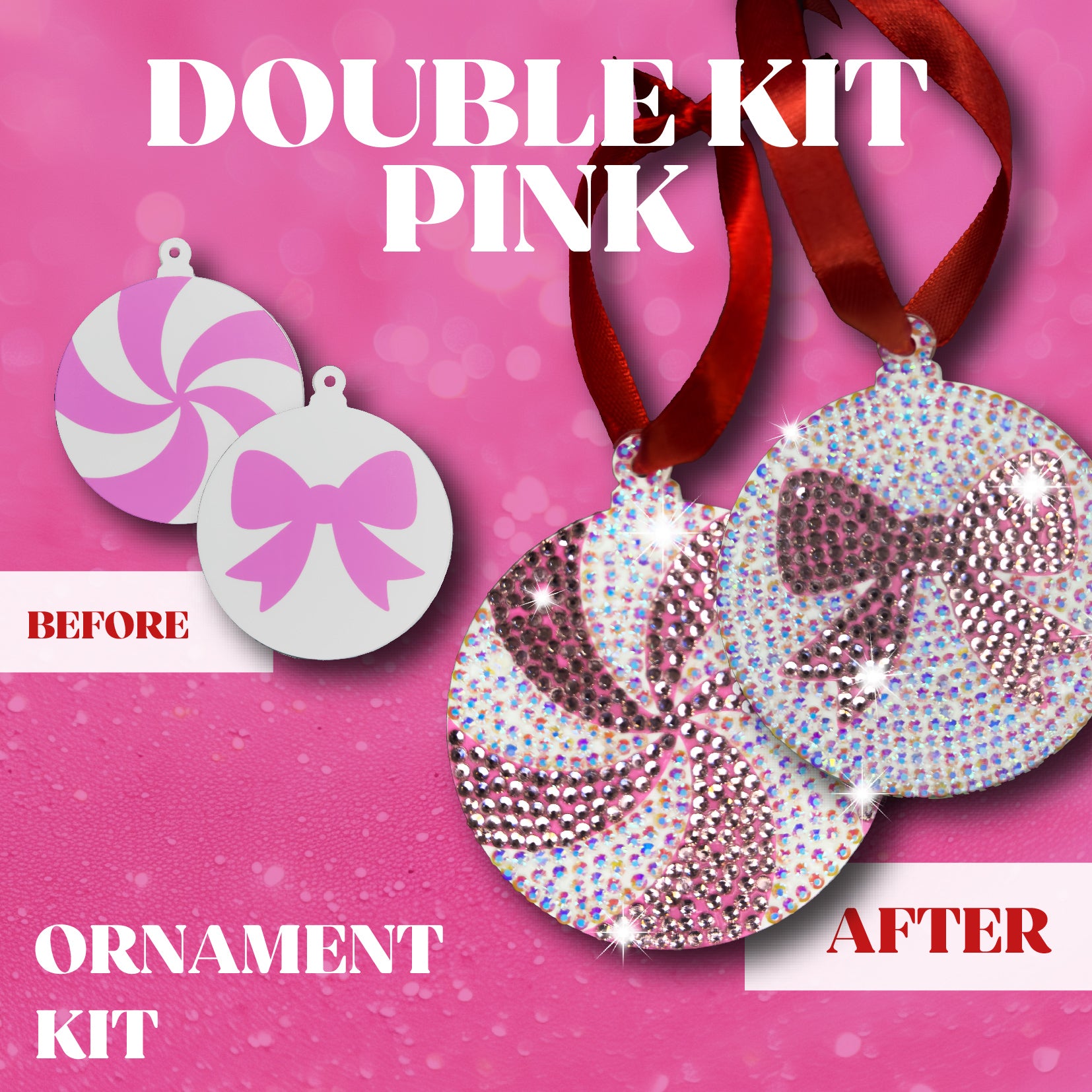 Double Pink Ornament Bedazzling Kit