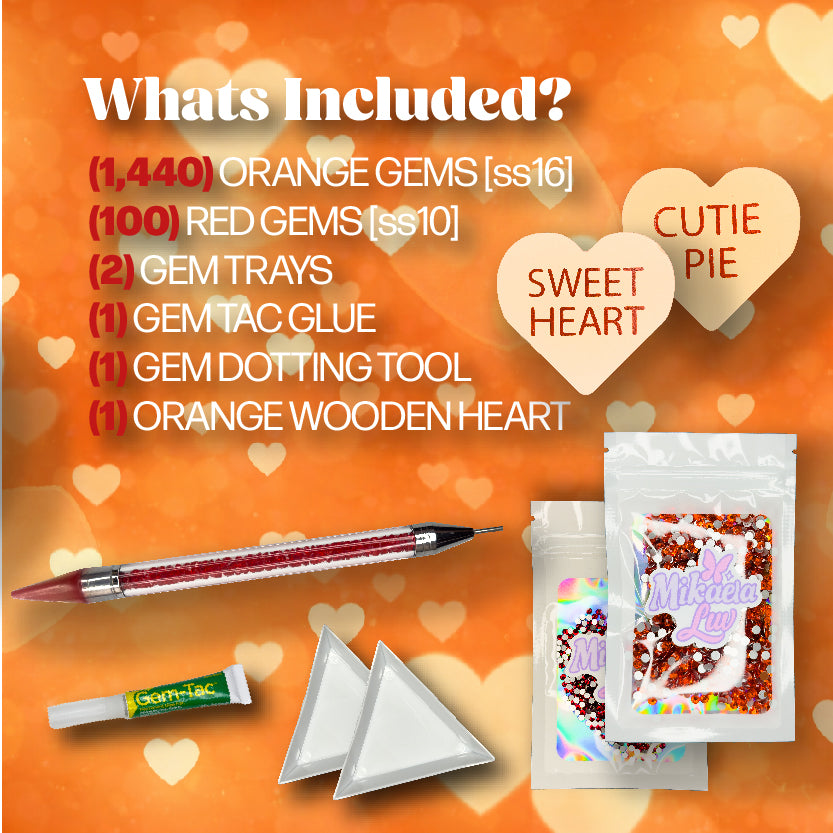 Orange Heart Bedazzling Kit