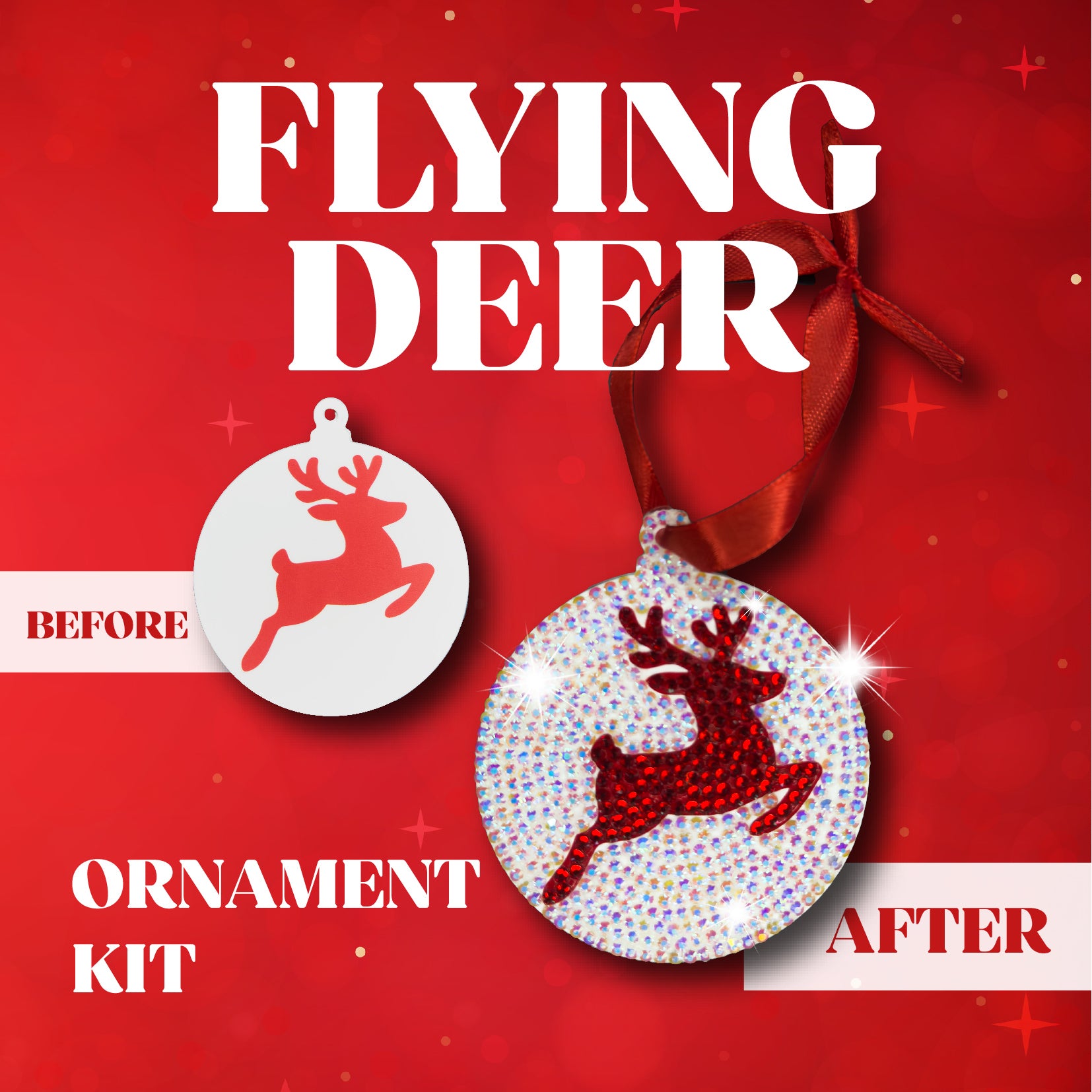 Flying Reindeer Ornament Bedazzling Kit
