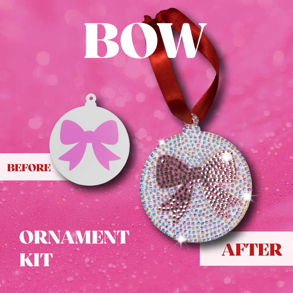 Pink Bow Ornament Bedazzling Kit
